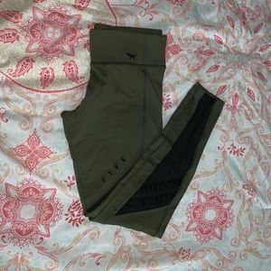 Army green mesh leggings
